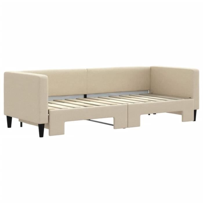 VidaXL Daybed with Trundle Bed Cream 80x200 Cm Fabric 3196577