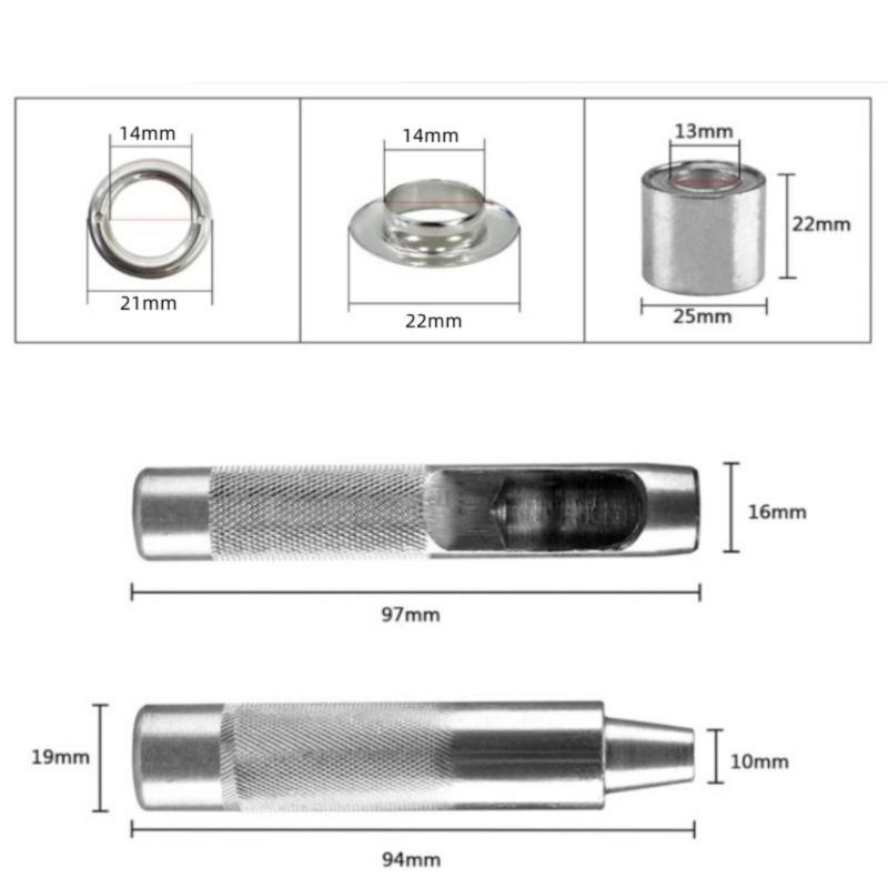 Eyelet Punch Kits 14mm Grommets Eyelets Kits Tarpaulin Repair Kits Grommet Setting Tool Hole Punch Tool for Fabric Belt