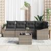 Garden Sofa Set with Cushions 6 Pcs Light Grey Poly Rattan