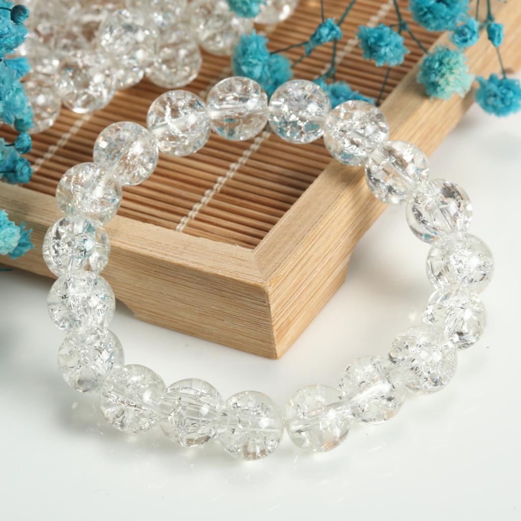 10mm Cracked Flower Glass Beaded Bracelets, Multi-Color Y2K Sweet Cool Style Bracelets for Women Fashion Jewelry Accessories