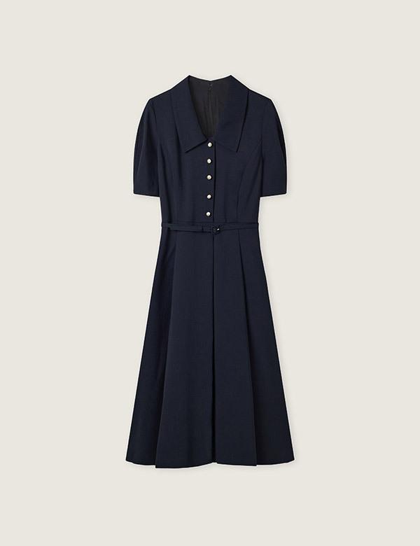 ROEM Short Sleeve Flare Long Dress Rmowg24S12