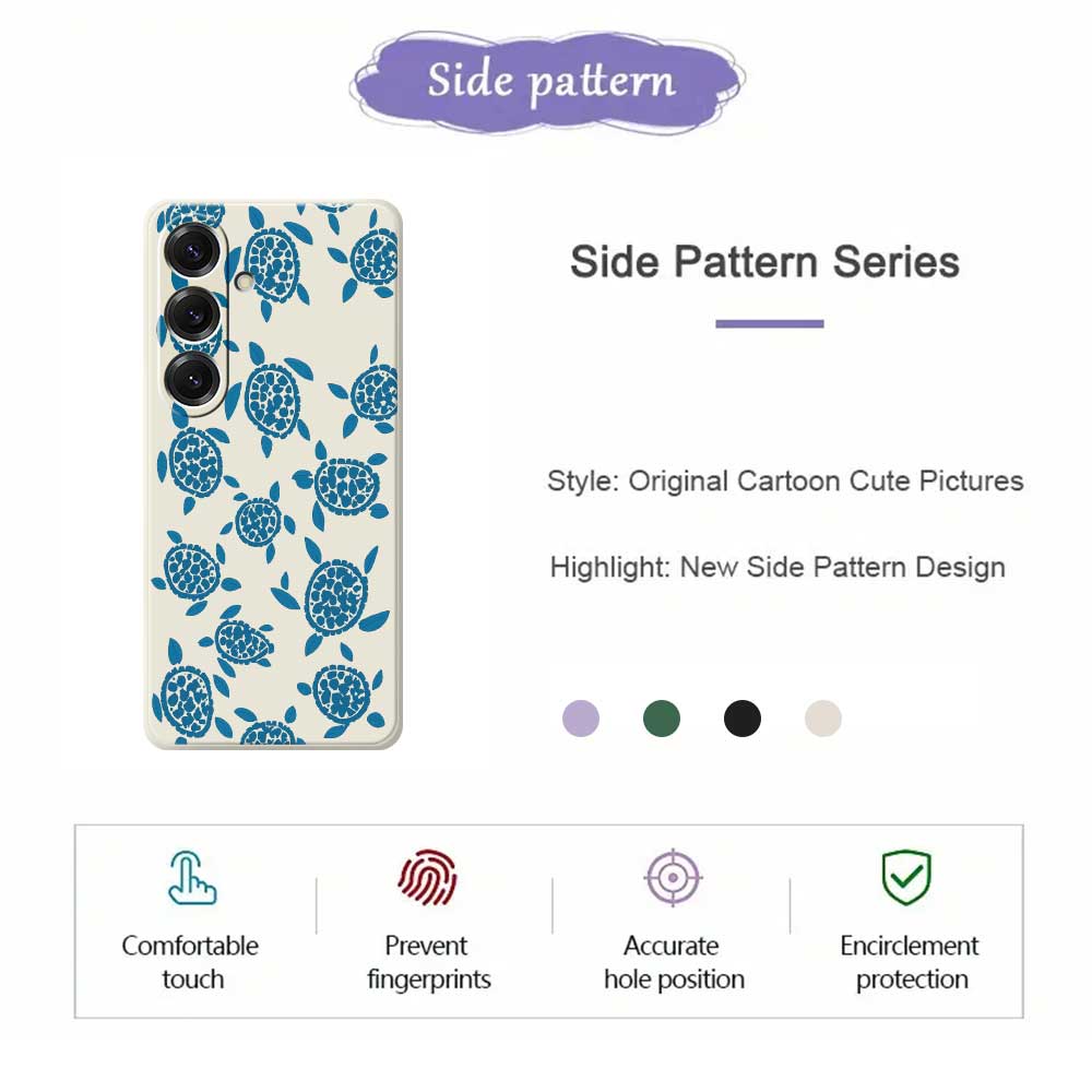 For Samsung Galaxy S25 Case Blue Turtle Pattern Printing Straight Edge TPU Phone Back Cover