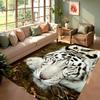 Realistic White Tiger Face Print Area Rug Soft Home Decor Floor Carpet Wildlife Animal Themed Decor Carpet for Living Room