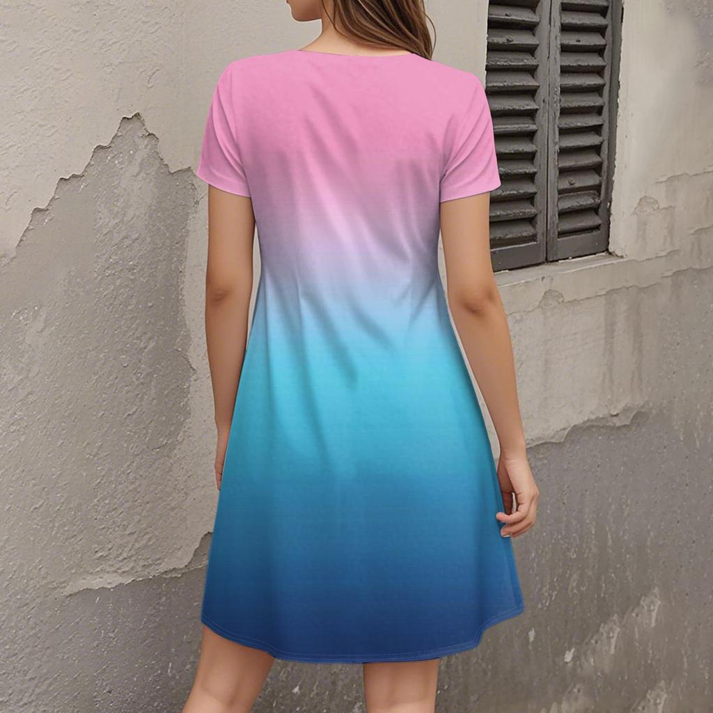 Women's Fashion Summer Casual Short Sleeve Floral Print Dresses