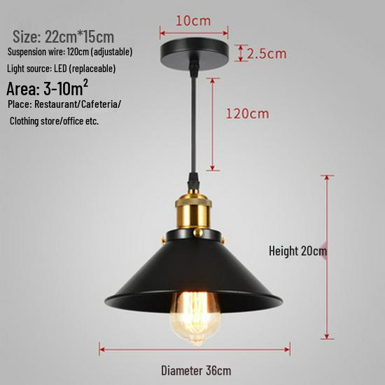 Moderner schwarzer Retro-Eisen-Loft-Kronleuchter - Industrielle Einzelkopf-Lampe für Restaurants, Bars und Hotels