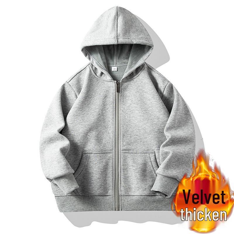 Children's Fleece Lined Zip-Up Hoodie with Patch Pockets - Solid Color, Customizable for School or Class Uniforms