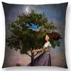 New Elegant Lady Lovely Girl Shakespeare Fantasy Painting Moon Night Swan Dream Trees Cushion Cover Sofa Throw Pillow Case