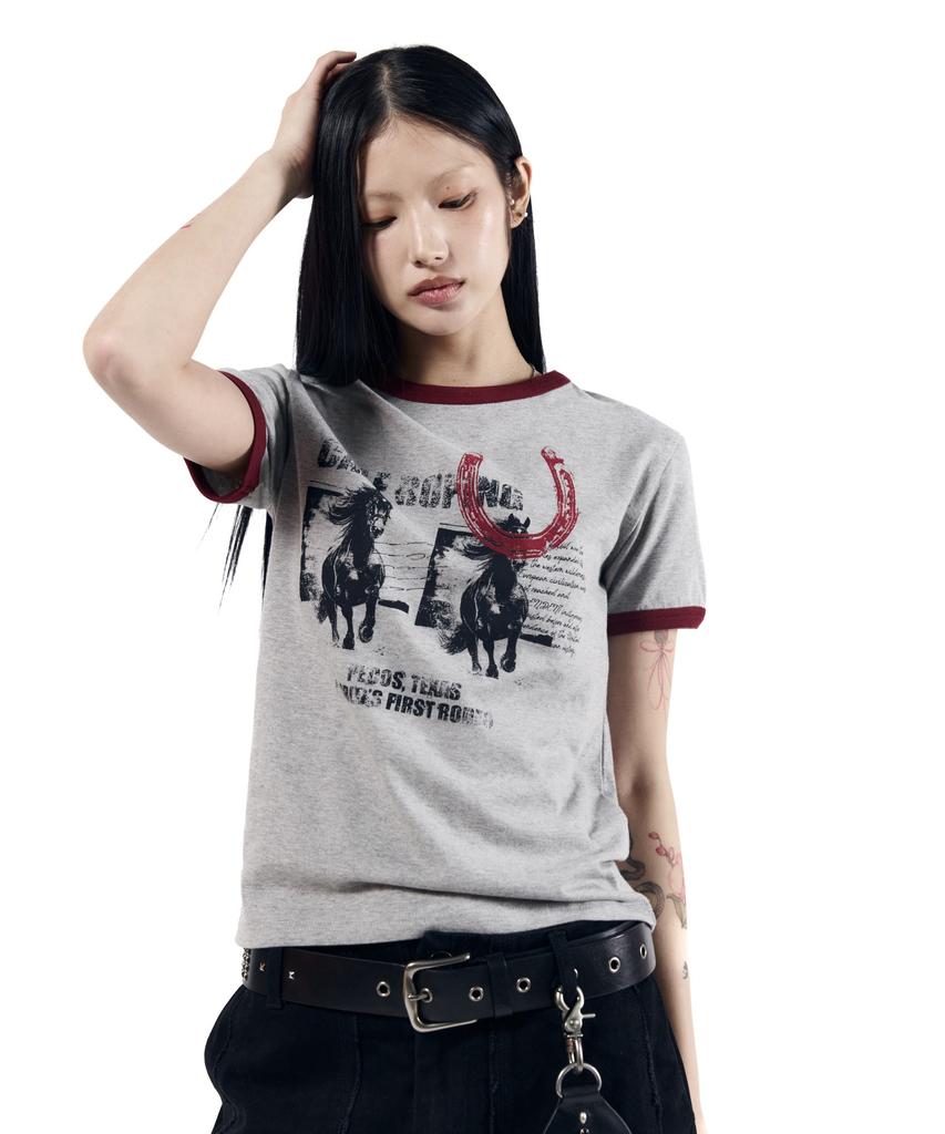 AAKAM Horseshoe Ringer Top (Gray)