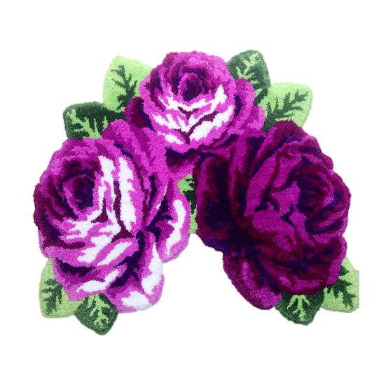 Pliušinis grindų kilimėlis Greitai džiūstantis Neslystantis pagrindas Rožės žiedo formos Kilimas Lengvai valomas Dekoratyvinis svetainės vonios kilimėlis