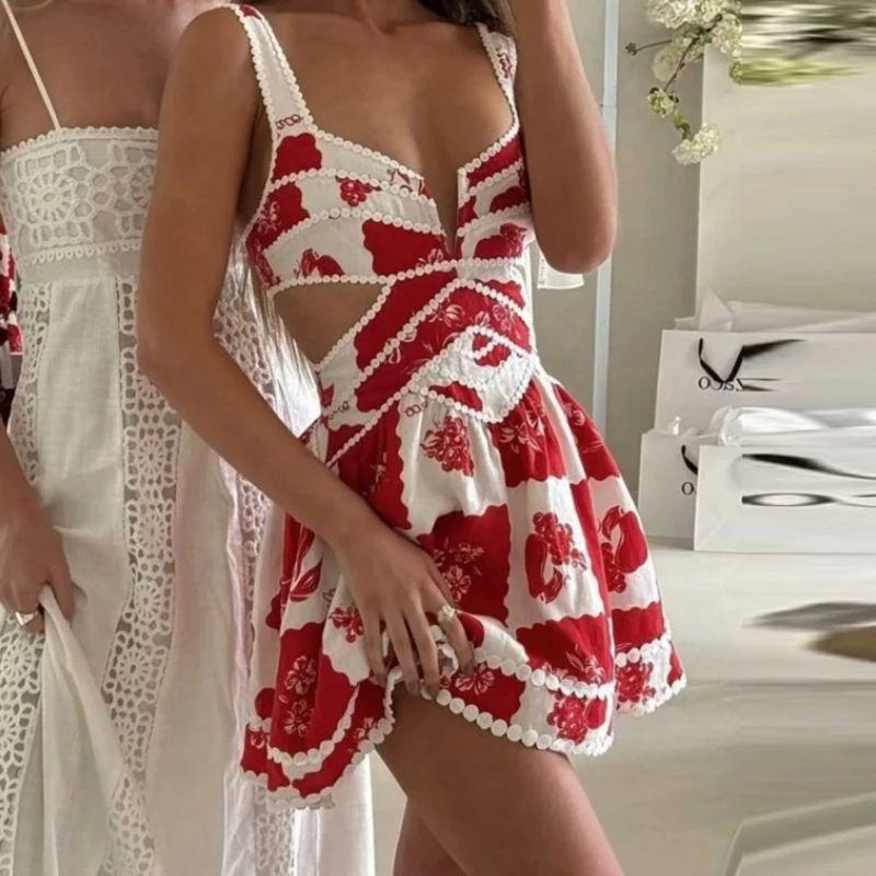 

Ladies Printed Lace Camisole Slim Fit Dress Floral Strap Dress Women 01 As Picture L