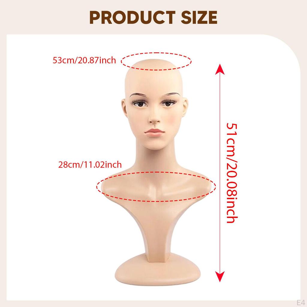 Female Mannequin Head Bust with Shoulder for Home Shop Stylists