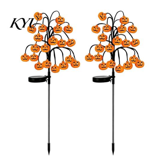Outdoor Ambient Illumination Solar Pumpkin Stake Lights, LED Glowing Garden Light, Halloween Auto Sensing Lawn Lamps Yard Lantern, IP65 Waterproof