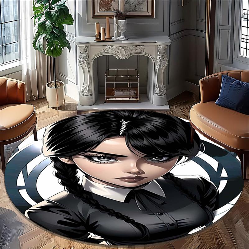 1pc Addams Family Wednesday3 Print Round Carpet Chair Round Carpet Suitable for Bedroom Living Room Home Decorative Carpet