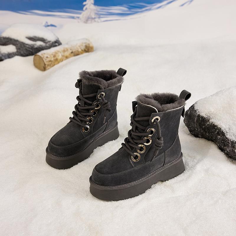 

Кожаные модные зимние ботинки, новые зимние бархатные утепленные женские ботинки средней высоты, большие хлопковые ботинки, ботинки Мартин 35