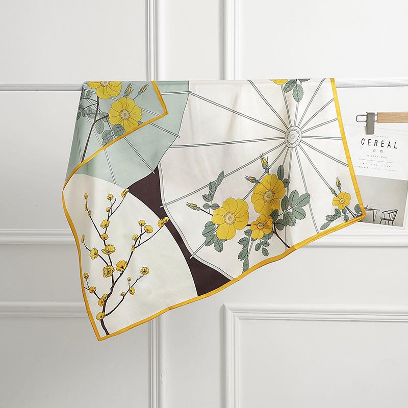 

Женский шарф 90 из однотонного крепа де шин из тутового шелка с принтом и машинной подшивкой в национальном стиле 2024