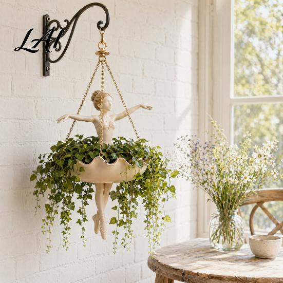 Hanging Planter Ballet Dancer Planter Decorative Flower Pot for Indoor Outdoor Garden Cute Space-saving Plant Hanger Succulents Spider Plant,