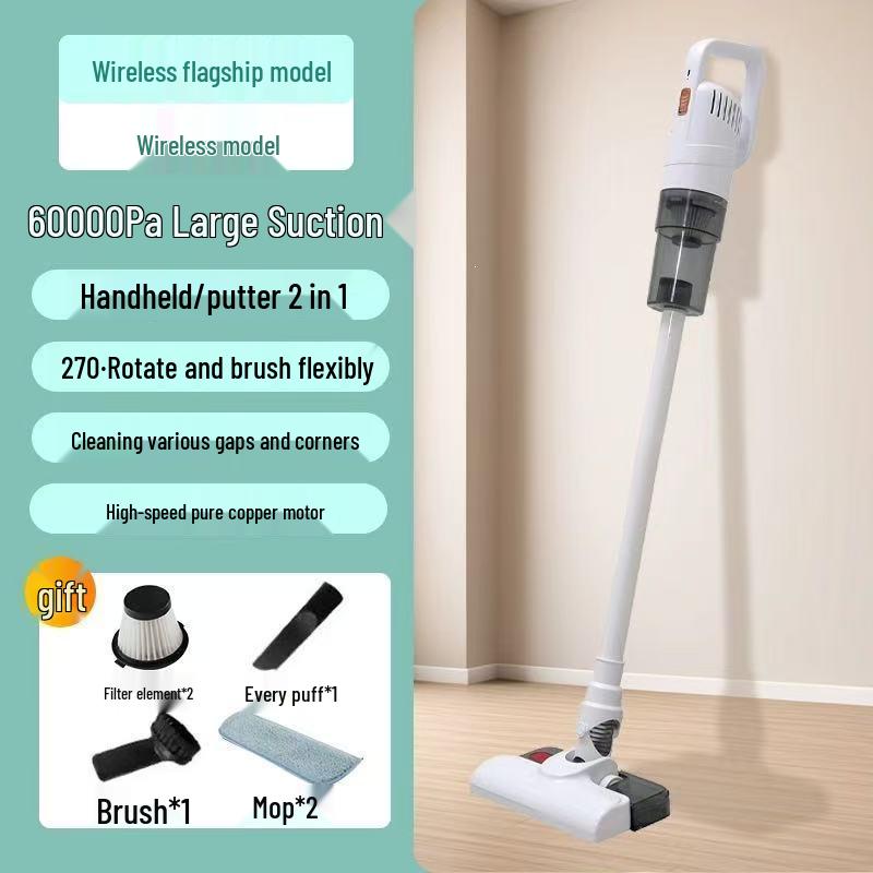 Compact High-Suction Wireless Vacuum & Mop for Dust, Hair and Mite Removal
