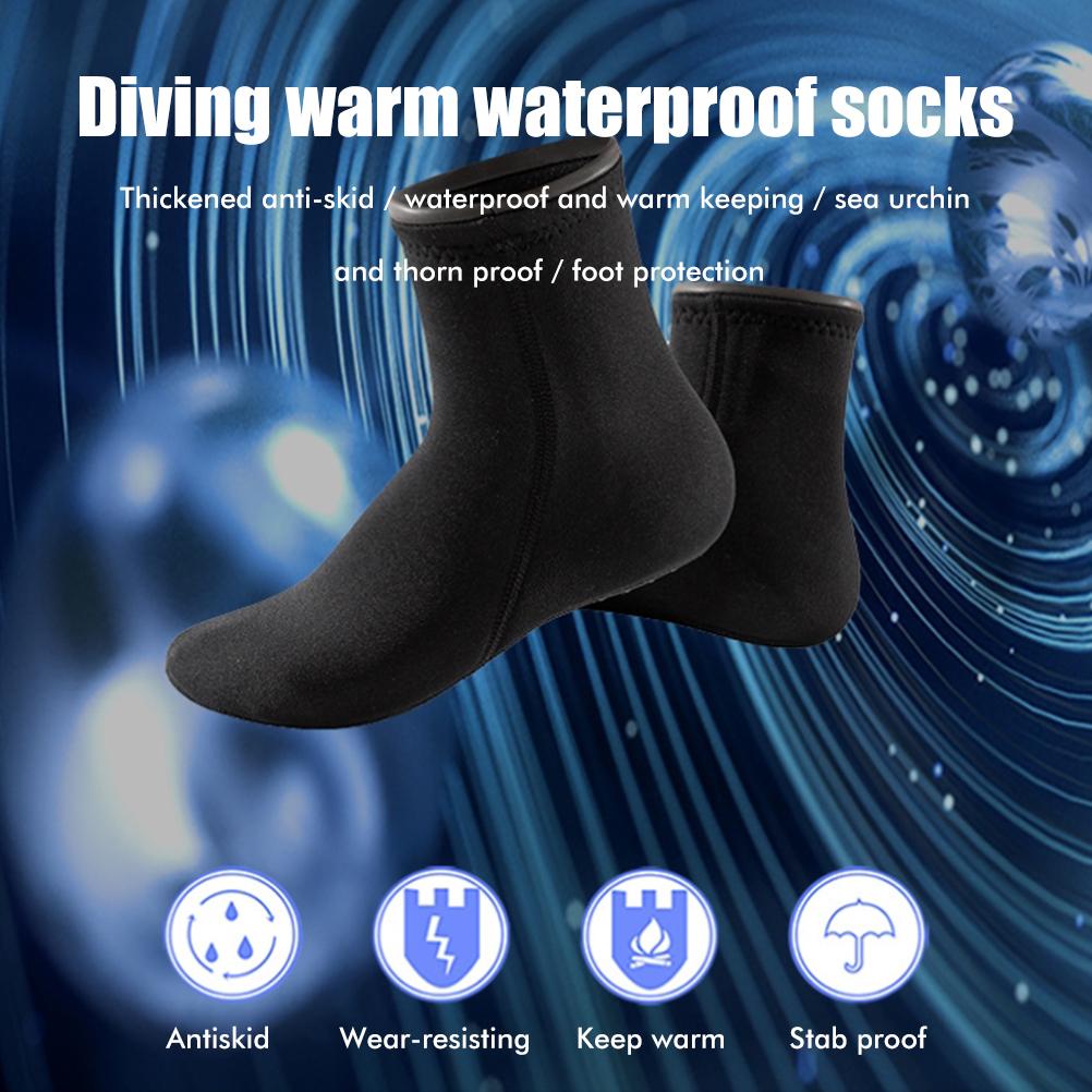 1 Pair 3mm Neoprene Socks Unisex Diving Socks Thermal Anti Slip Beach Socks for Diving Swimming Snorkeling