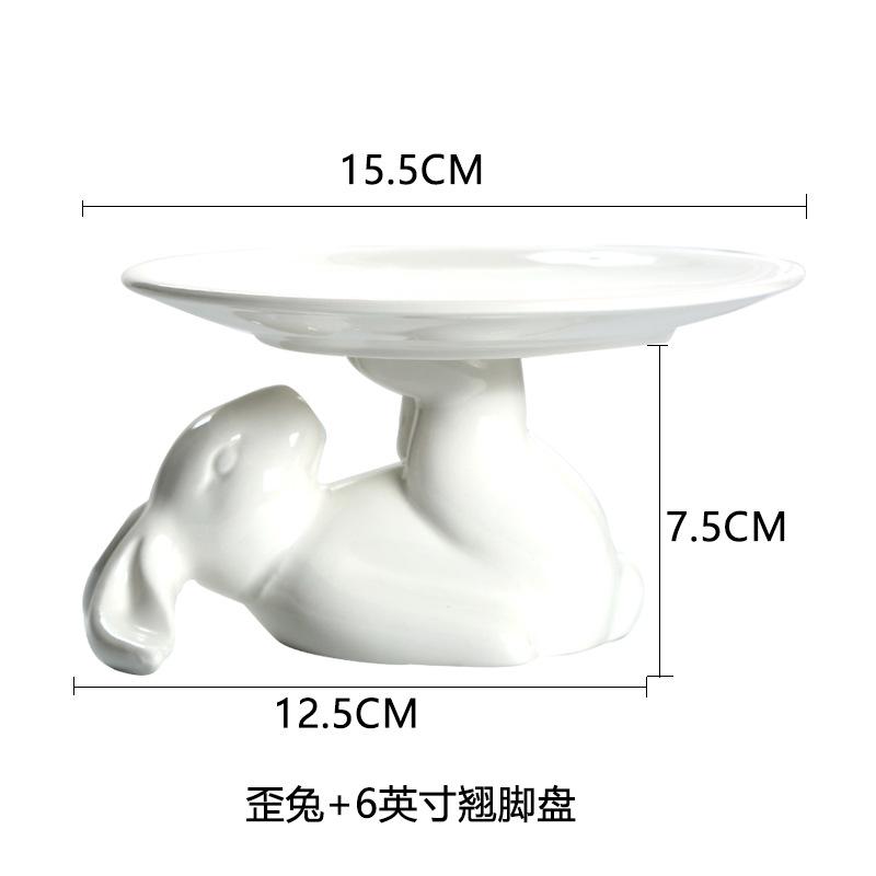 Керамическая тарелка White Rabbit Подставка для торта Десертные тарелки Блюдо для димсамов Тортовая тарелка Фруктовые тарелки Поднос для закусок Суши-блюдо Форма для торта Чаша