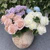 Silk Artificial Rose Flowers Flower Arrangement Rose Flower Bouquet 9-heads Rose Flowers  Wedding