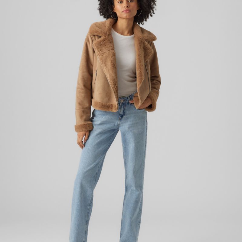 Veste peggy col italien fausse fourrure zippée Femme VERO MODA