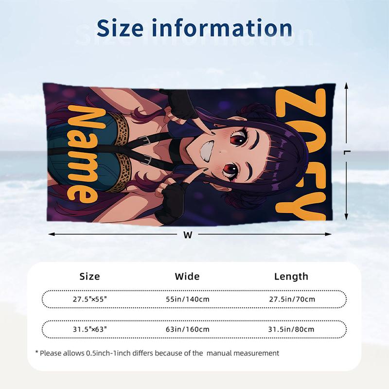 Zoey Custom Name Printed Beach Towel Personalized Soft Towel For Swimming Beach Travel