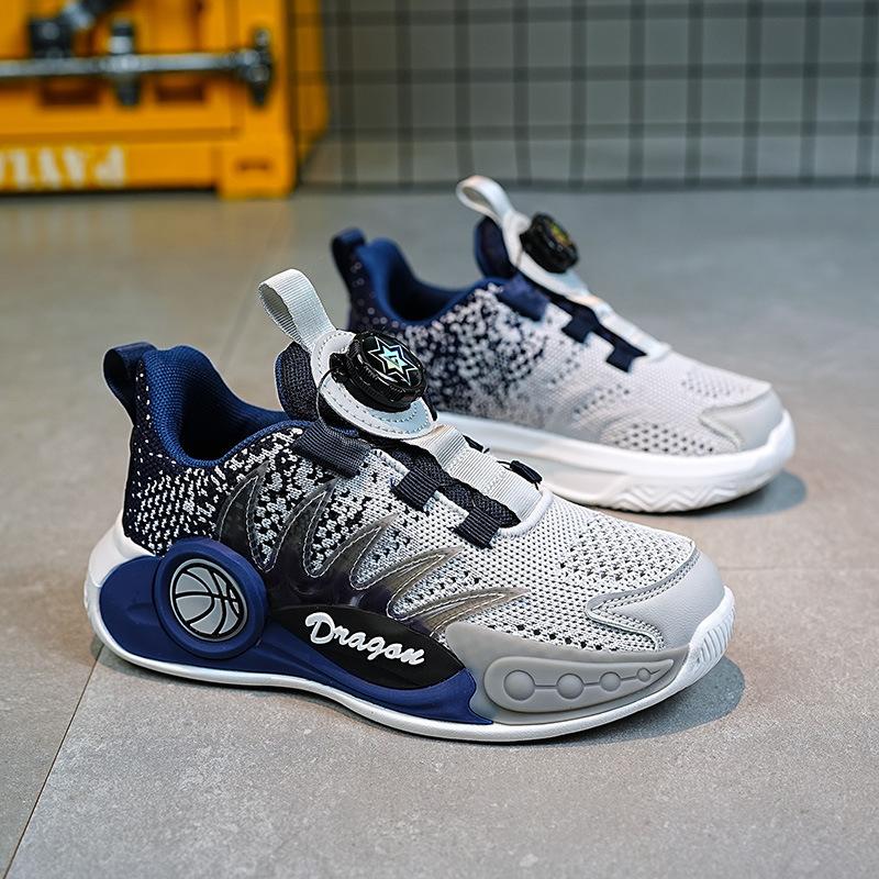Running Medium Children's Net Shoes Single Fly Knitting Children's Shoes Summer Foreign Trade Basketball Sports Shoes New Breathable Boys