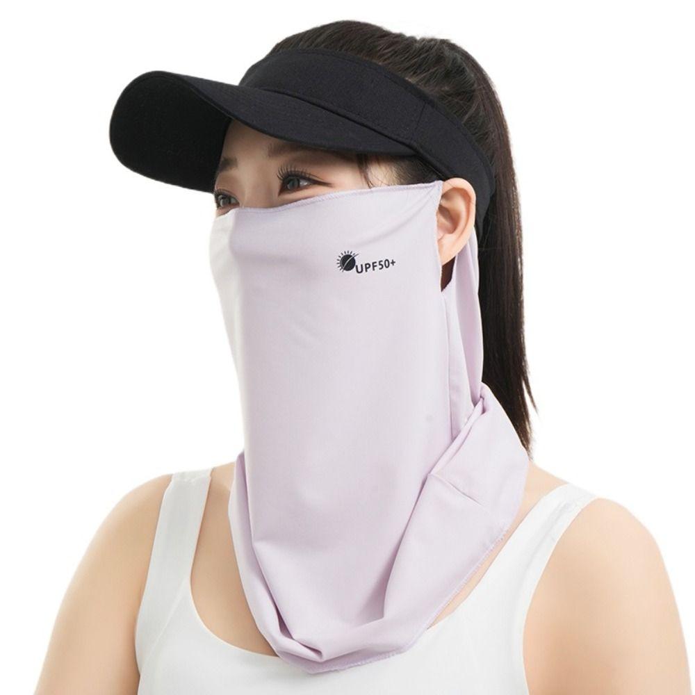 Letter Sunscreen Face Veil Breathable Neckline Face Cover Thin Summer Ice Silk Face Mask  Driving