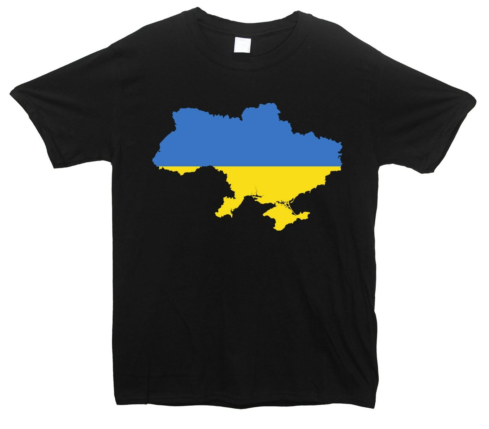 Ukraine Map Flag Printed T-Shirt S