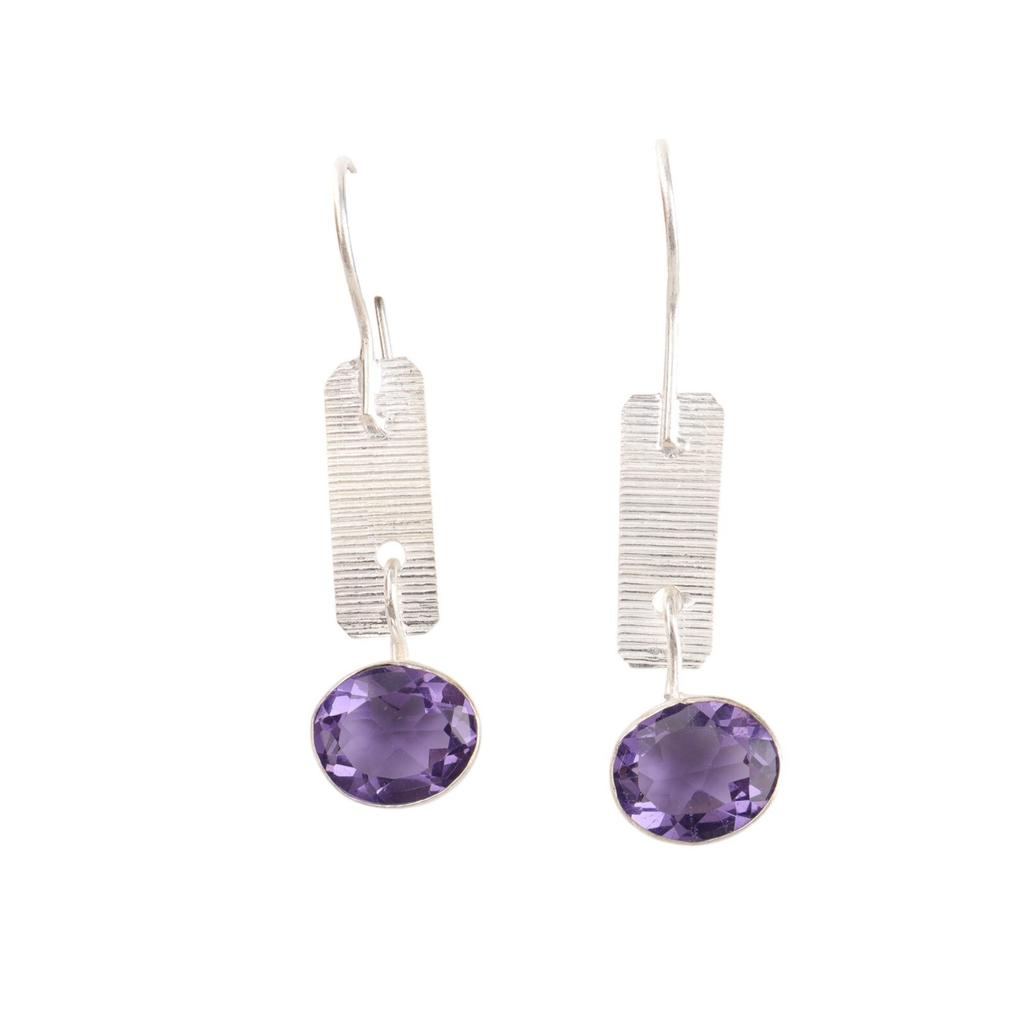 Iolite Gemstone 925 Sterling Silver Jewelry Handmade Earrings 1.9" Gift For Wife EE-168-14
