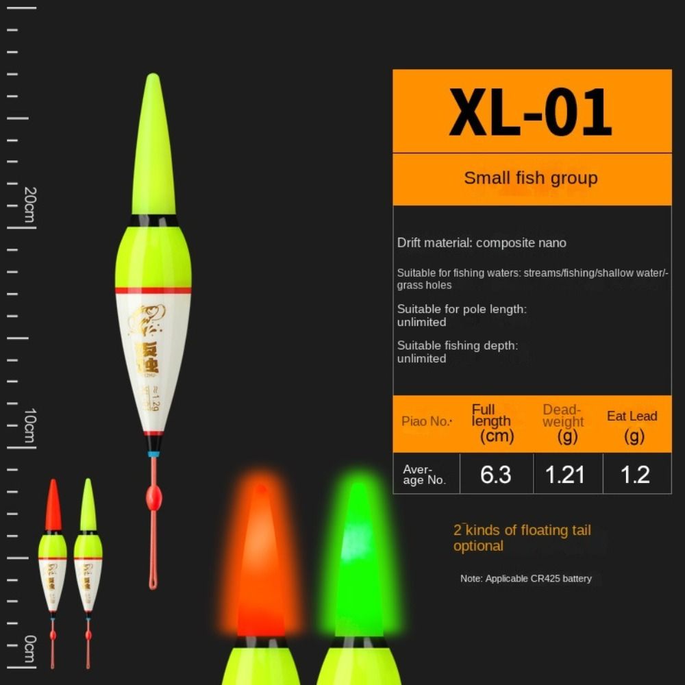 

50 шт. Светодиодный световой индикатор Поплавки для рок-фишинга Горячие. Бобберс с коротким хвостом Green Light XL-01