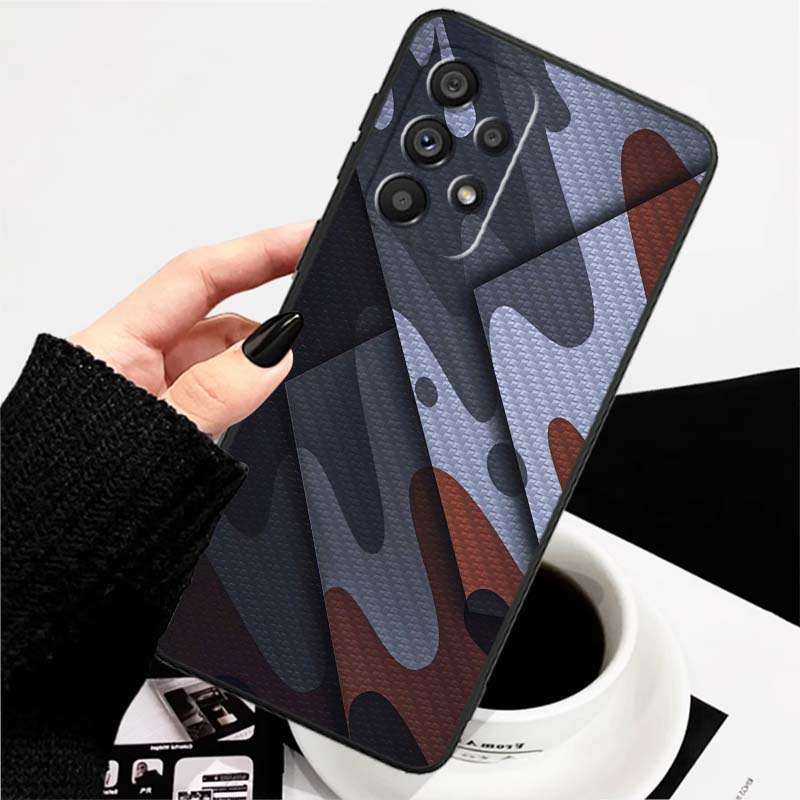 Creative Camouflage Pattern For Samsung A73 A72 A71 A55 A54 A53 A52 A51 A13 A22 A16 A15 A12 A14 A26 A07 5G Black Phone Case