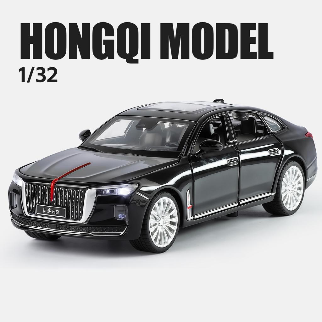 1/32 Hong Qi H9 Alloy Car Model Diecasts Luxy Vehicles Metal Car Model High Simulation Sound Light Collection Childrens Toy Gift