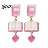 Graduation Season Gift Accessories 1 Pair Teacher Earrings for Women Cute 2D Acrylic Crayon Pencil Backpack Stationery Themed Jewelry Teachers Number