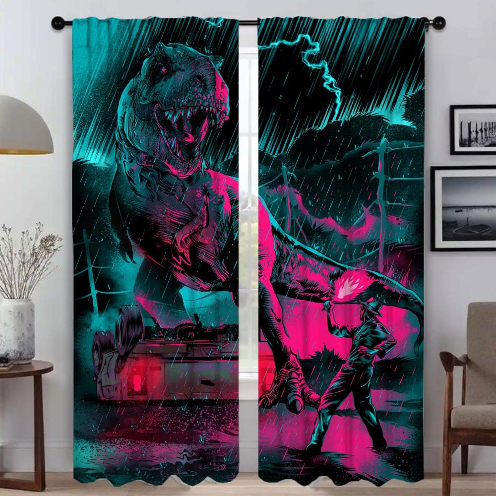 Jurassics Parks Tulle for Bedroom Home Interior Curtains for Living Room Partition Blackout Curtain Halloween Decoration Shades