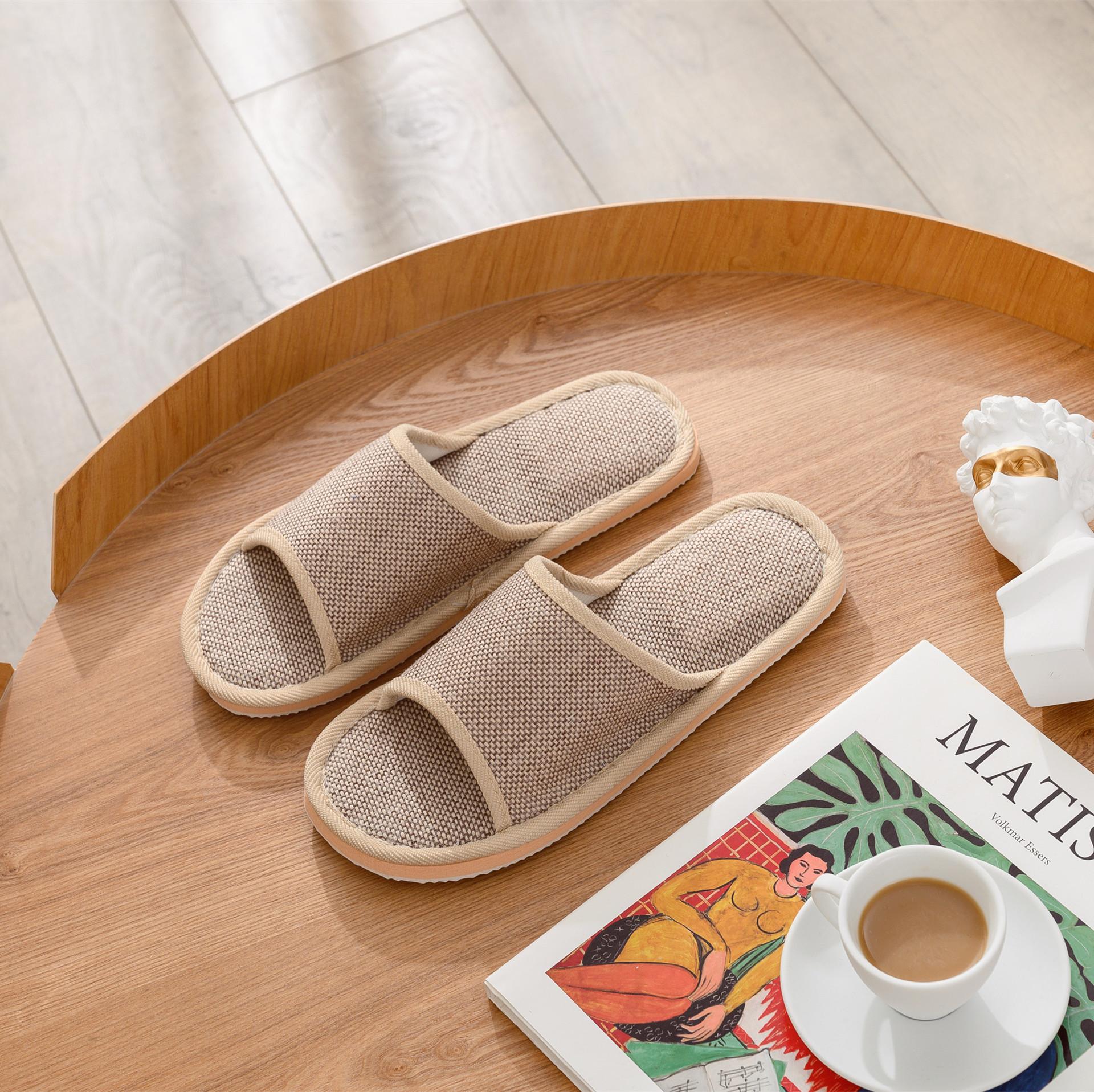 

Сандалии и тапочки Four Seasons, хлопковые и льняные тапочки для гостиниц, женские, весна, осень и лето, домашние тапочки для пар из льна для дома 36EU/CN37-38