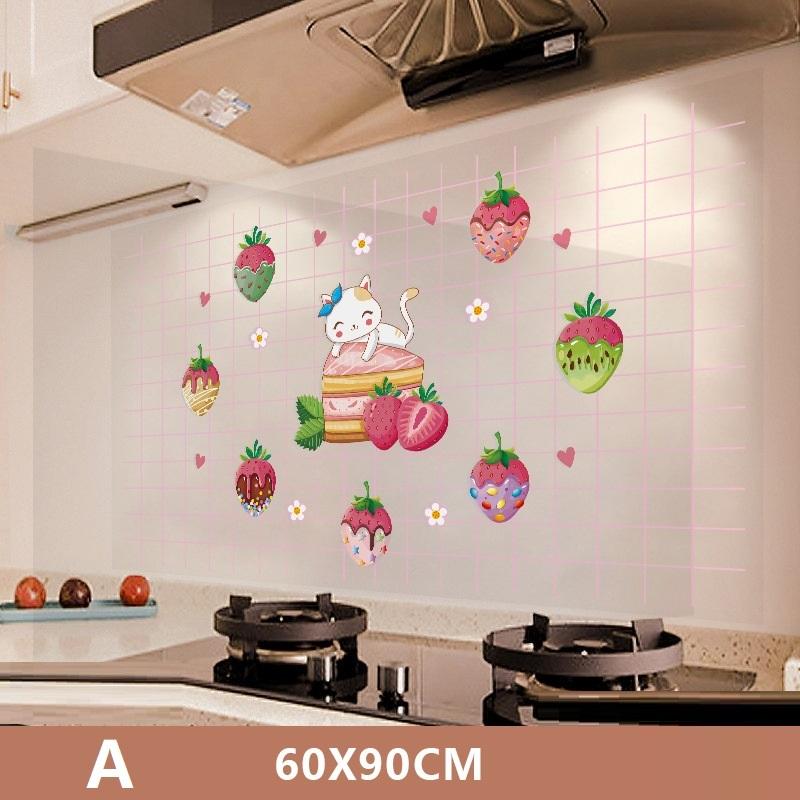 Kitchen Self Adhesive Oil-proof Wall Stickers High-temperature And Oil Smoke Resistant Tiles Sticker Proof Waterproof Wallpaper