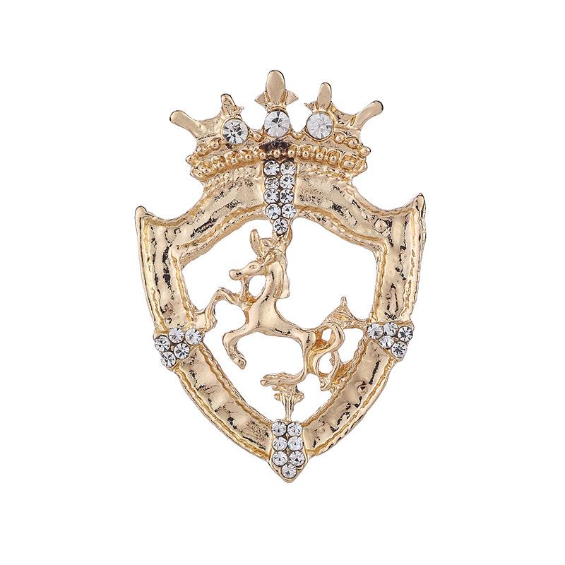 Rhinestone Horse Vintage Brooch Crown Badge Pin Jewelry Accessories