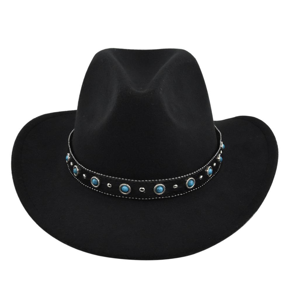 Cowboy vintage jazz hat sapphire woolen hat felt vintage imitation sheep hat cowboy hat M(56-58cm)
