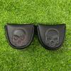 Golf Mallet Putter Cover Magnetic Closure Faux Leather Club Headcover with Skull Pattern for Woods Driver Fairway Hybrid