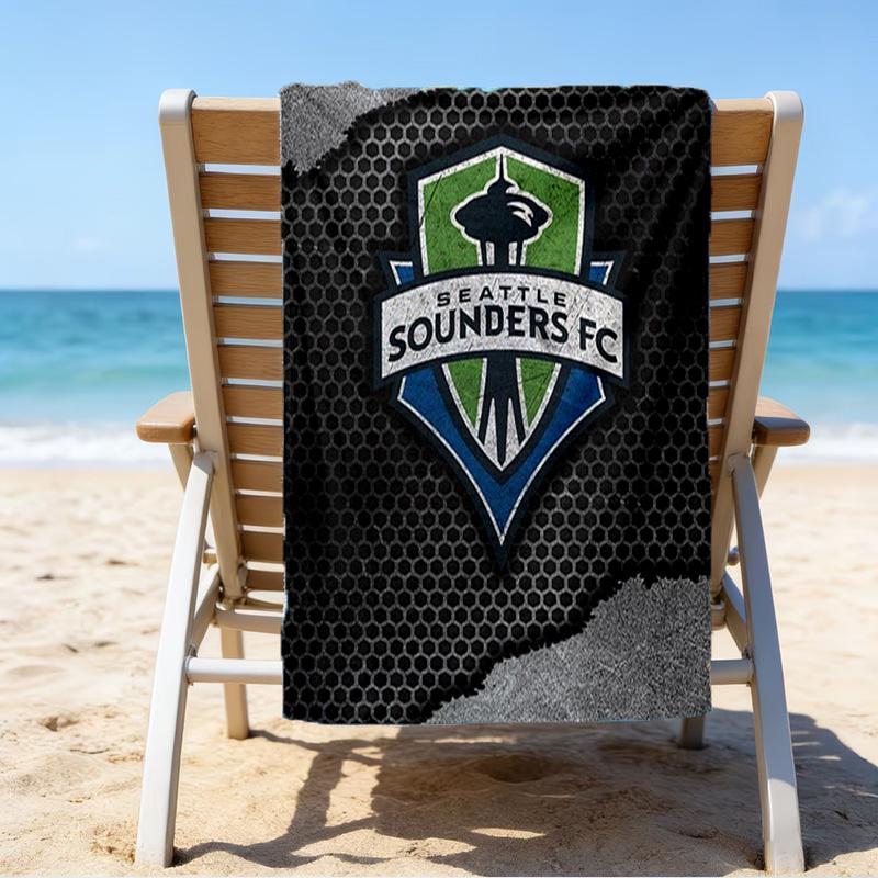 Sea-ttle Fc Logo Printed Beach Towel, Super Soft Microfiber, Perfect Gift Birthday, for Pool, Beach, Travel, for family and friends