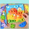 Wooden 2in1 Early Education Threading Board With Creative Puzzle For Kids Learning