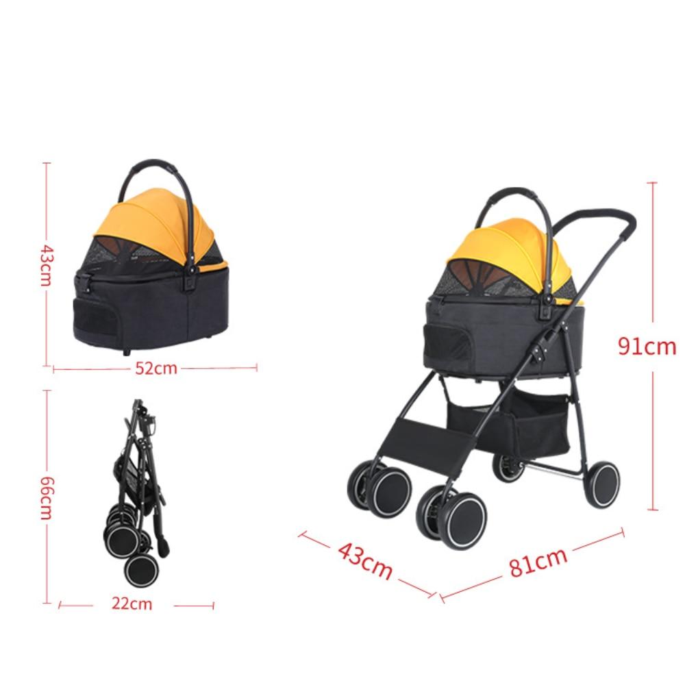 Detachable Dog Stroller Load Bearing 15kg Lightweight Folding Pet Stroller Four-wheeled Pet Trolley Cat Stroller Pet Carrier