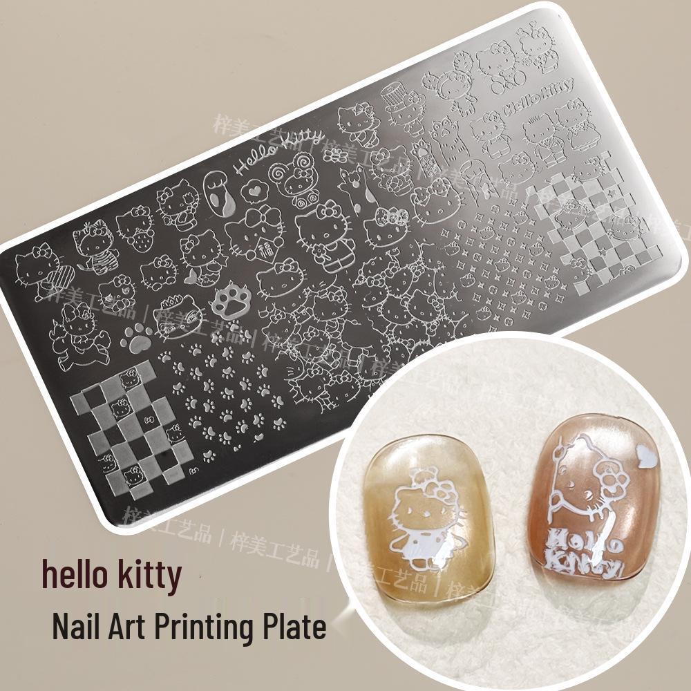Hello Kitty Nail Art Stamping Plate - Stainless Steel Cute Cat Design Transfer Tool