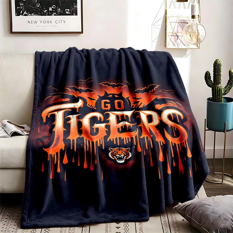 Detroit Tigers Theme Personalized Outdoor Flannel Blankets Soft And Suitable For All Seasons Perfect For Sofas Beds And Camping