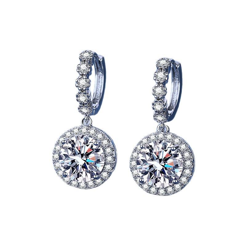 Bright 3 Carat Round Cut Luxury Dangle Earrings - Elegant High-End Jewelry Accessories