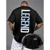 Europäische Größe Herren Legend Grafik T-Shirt Leicht Sommer Kurzarm Rundhals Bequemer Stoff für Outdoor Freizeitkleidung Dunkelblau
