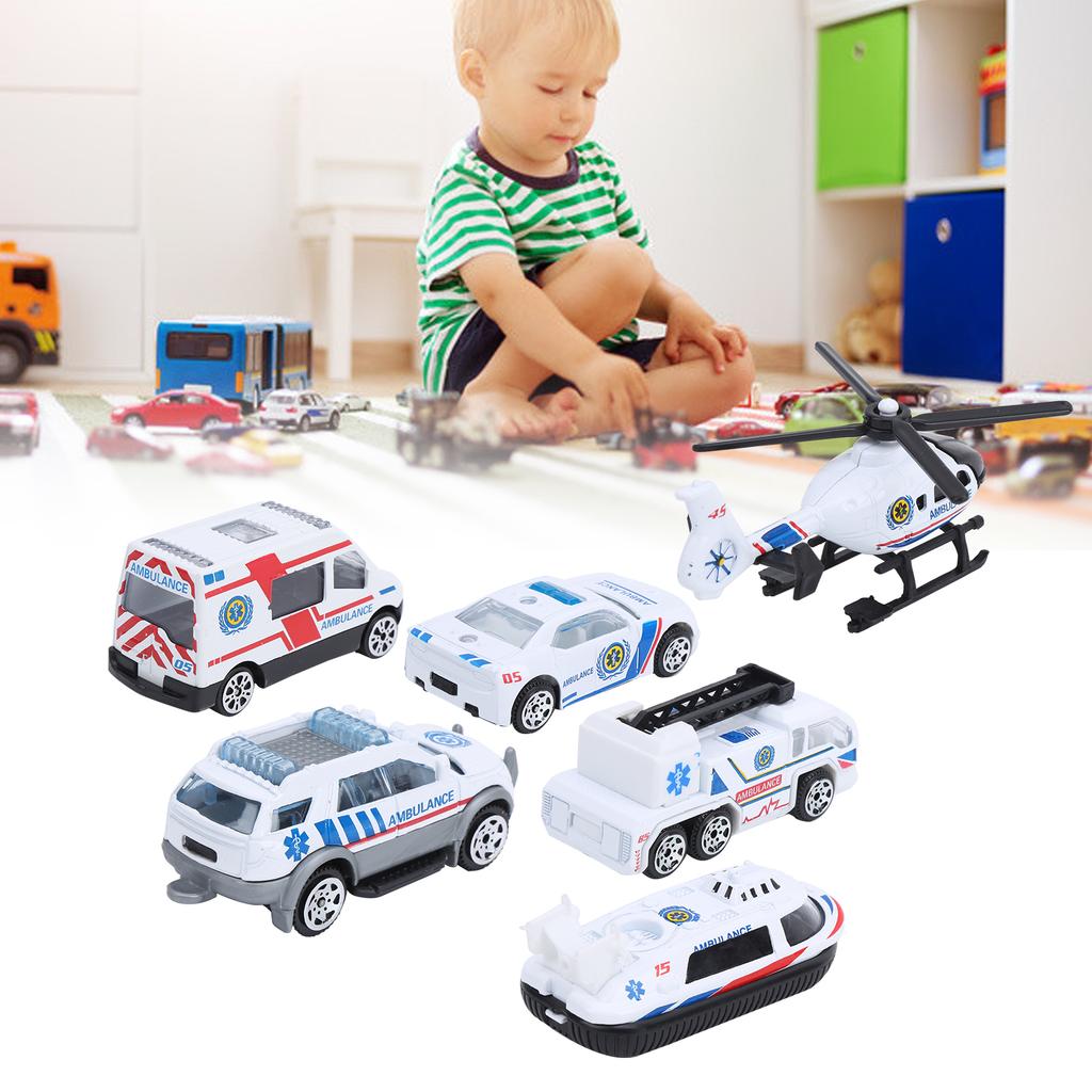 1:64 Alloy Car Toy Simulation Ambulance Vehicle Model Children Kid Car Model Toy6pcs Ambulance