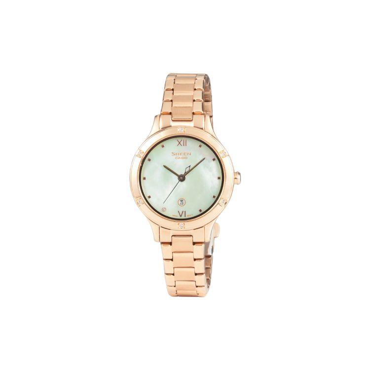 

Casio Sheen Series Fashion Elegant Watch Simple Luxury Three-Hand Mother Of Pearl Dial Quartz Movement Metal Strap Women watches SHE-4546PG-3AUPR Pink