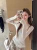 [Human Cotton Modal] Crew Neck Long Sleeve T-Shirt Women's Thin Waist Inner Wear Bottom Shirt Grey White